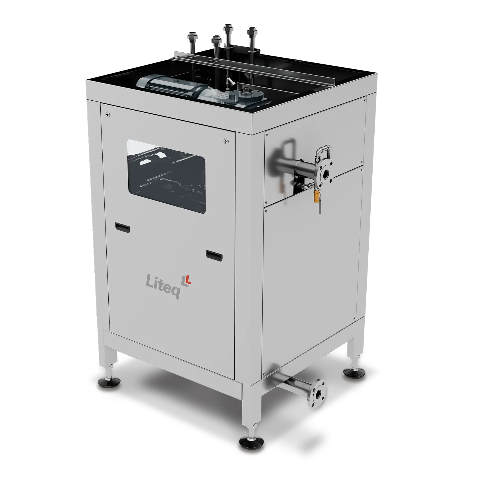 Temperadeira-1722×1722 Máquina industrial Liteq com estrutura metálica e componentes integrados, utilizada em processos industriais alimentício